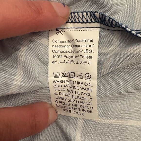 Navy & White Grid Print Long Sleeve Belted Unisex Robe XXL Lightweight By Shein - Picture 6 of 9